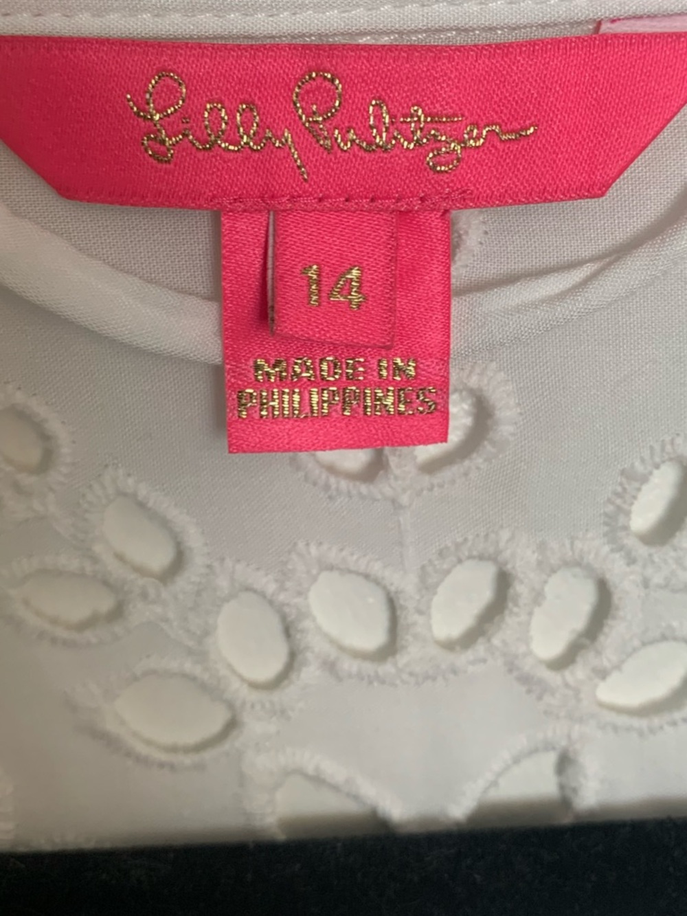 Lilly Pulitzer Amrita Midi Dress Resort White Soiree Eyelet Size 14-No Slip/Belt - Picture 5 of 8